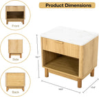 Pamapic Oak Storage Cabinet, Fluted Pantry Cabinet for Living Room