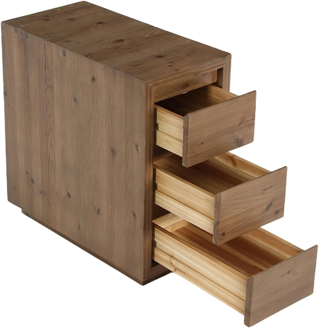 LITTLE TREE 2-Pack Solid Wood 3-Drawer Nightstand, 23.62" H Bedside Table with Storage, No Assembly Wooden Side Table for Bedroom, Living Room & Sofa Side