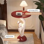 Creative Cat-Shaped Side Table,Floor-Standing Bedside Cabinet with Open Shelf,Resin Coffee Tables for Living Room,Bedroom,Balcony,Office,Hallway Home Decor Gift(35 * 35 * 50CM, Red and White)