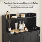 Gizoon Small Bathroom Storage Cabinet, Freestanding Organizer with 2 Doors, 2 Adjustable Shelves, 40" H Floor Pantry Cabinet for Dining Room, Kitchen, Living Room, Hallway, Black