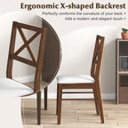 GOFLAME Dining Chairs Set of 4, Upholstered Kitchen Side Chairs with Rubber Wood Frame, Padded Seat, Cross Back, Farmhouse Armless Dinette Chairs for Dining Room, Living Room, Brown & White