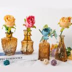 Glass Bud Vases Set of 12 - Small Amber Flower Vase for Wedding Centerpieces, Home Decor, Party Decorations