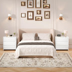 End Table with 3 Drawers,Bedside Table with Large Storage Cabinet, Modern Night Stand for Bedroom & Living Room, 23.6" W x 15.6" D x 25.2" H,White