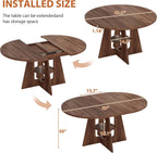 43.3''-59'' Round Extendable Dining Table, Oval Dining Table for 4-8, Modern Kitchen Circle Dinning Table with Storage for Kitchen Living Room Apartments Family Meals (Walnut)