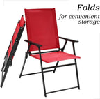 Anmutig Red Patio Folding Chairs, Outdoor Portable Dining Chairs Set of 4 | For Lawn Garden and Porch