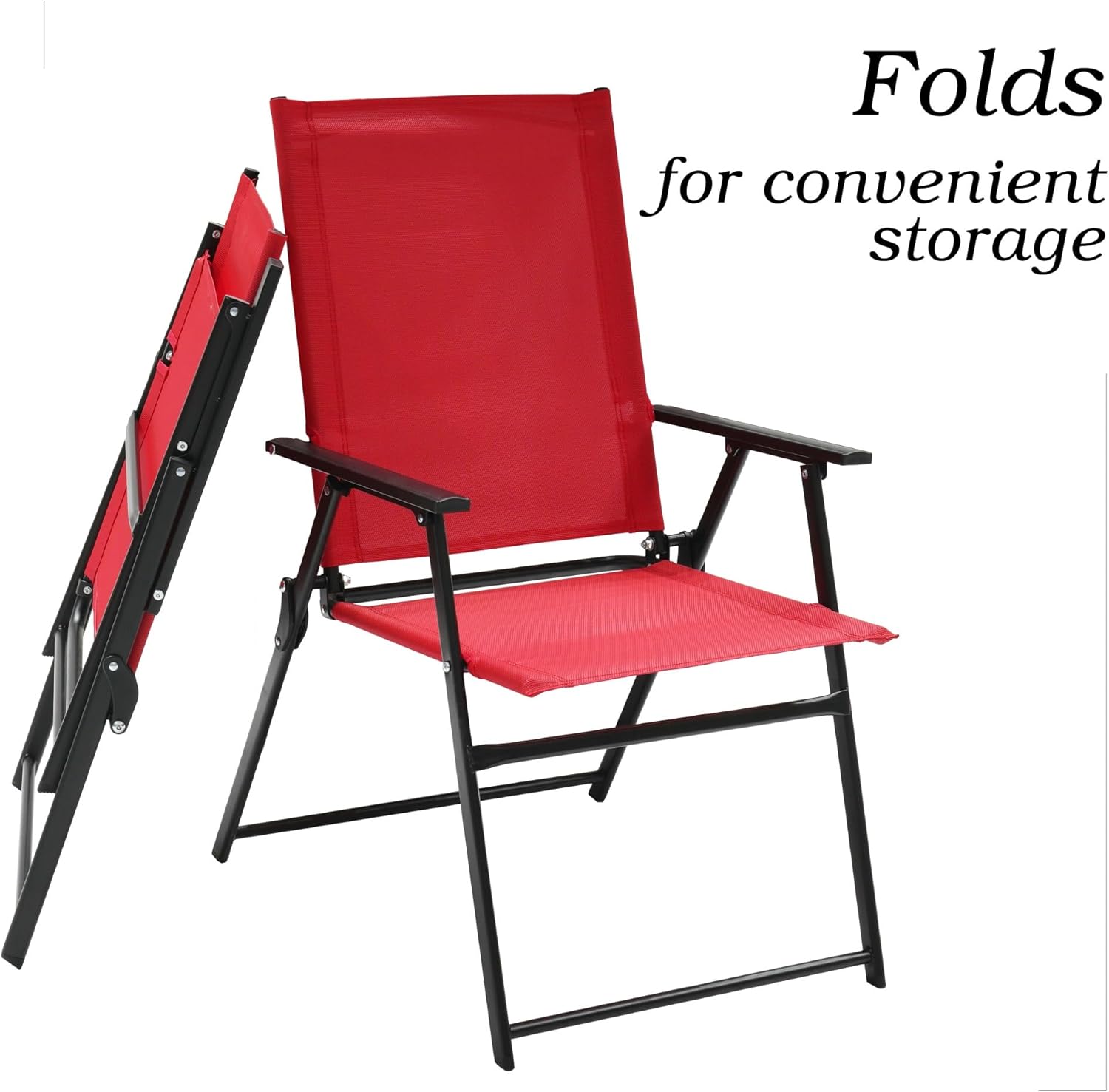 Anmutig Red Patio Folding Chairs, Outdoor Portable Dining Chairs Set of 4 | For Lawn Garden and Porch