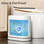 Small Bathroom Trash Can with Lid, 3 Gallon Slim Garbage Bin with Pop-Up Lid & Air-Pressure Bag Lock, Mini Waste Basket for Bathroom, Bedroom, Kitchen, Office, Rv, White - Includes 75 Bags (5 Rolls)