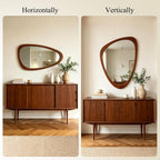 Ferytange Asymmetrical Wall Mirror, Wood Frame Decorative Mirror for Living Room Bedroom Entryway, Modern Irregular Unique Wall Art, Mid Century Modern Home Decor 30" H x 19" W