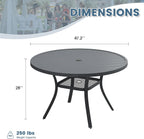 DIFY 48" Round Patio Dining Table for 6, All Weather Round Outdoor Metal Dining Table with 1.57" Umbrella Hole, Perfect for Backyard Lawn Garden, Grey