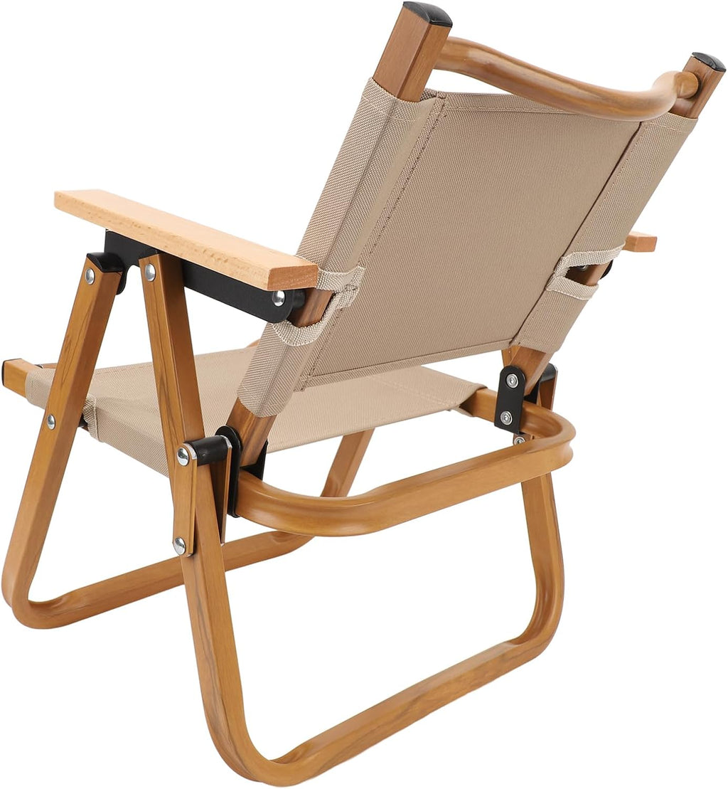 Zopsc Kids Folding Camping Chair, Portable Children Camp Chair with Aluminum Frame Wood Grain Canvas, Outdoor Toddler Seat for Beach