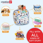 Creative QT Stuff ’n Sit Large 33’’ Bean Bag Storage Cover for Stuffed Animals & Toys, Giant Beanbag Chair for Kids Ages 3-14, Bedroom Organizer, Royal Blue Corduroy