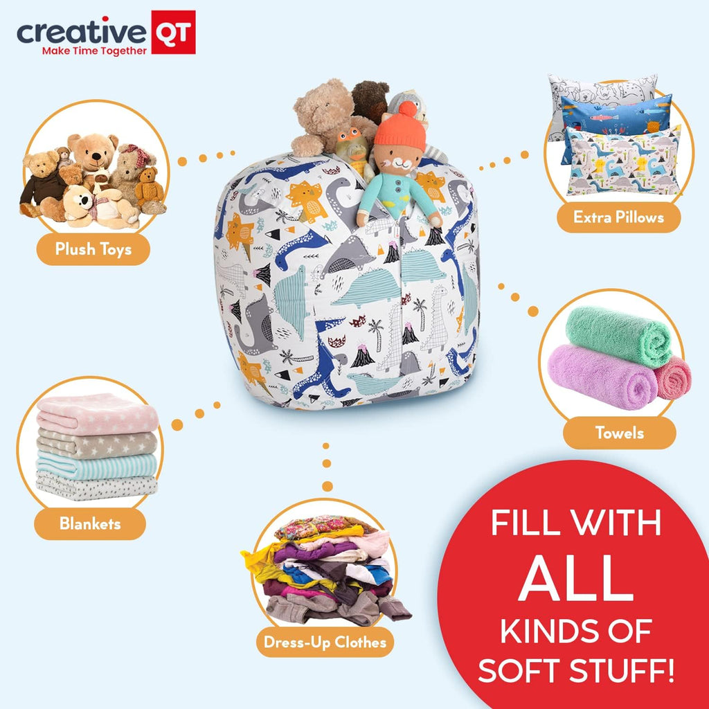 Creative QT Stuff ’n Sit Extra Large 38’’ Bean Bag Storage Cover for Stuffed Animals & Toys, Giant Beanbag Chair for Kids Ages 3-14, Bedroom Organizer, Royal Blue Corduroy