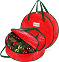 DeckTheHalls Christmas Wreath Storage Container, 2-PACK Waterproof Christmas Storage with Secure Zipper, Reinforced Carry Handles, Year-Round Protection for Christmas Garland & Holiday Decor (30 Inch)