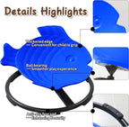 Sensory Spinning Chair for Kids with Autism & ADHD, Swivel Chair for Indoor/Outdoor Use, Sit and Spin Toys, Fish-Shaped Sensory Chairs for Autistic Children, Training Body Coordination (Dark Blue)