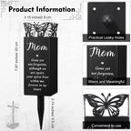 Geosar Cemetery Vases for Grave Metal Flower Butterfly Memorial Flower Holder with Spike Grave Marker Floral Cemetery Funeral for Mom Grandma Lawn Yard Outdoor Funeral(Fresh)