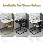TV Tray Table with Shelf, Metal Frames, Snack Table for Couch, Sofa, Bed, Chair, Living Room, C Shaped End Side Table for Eating, Dinner or Laptop, Small Spaces, Easy Assembly (19.7" x 11.8", White)