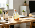 Silly Goose Pop-up Sticky Note Dispenser, Includes 1 Pad of 3x3 in Super Sticky Notes, 100 Sheets, Resin Cute Handmade Desk Holder for Office & Home, Funny Goose Desk Decorations-Orange