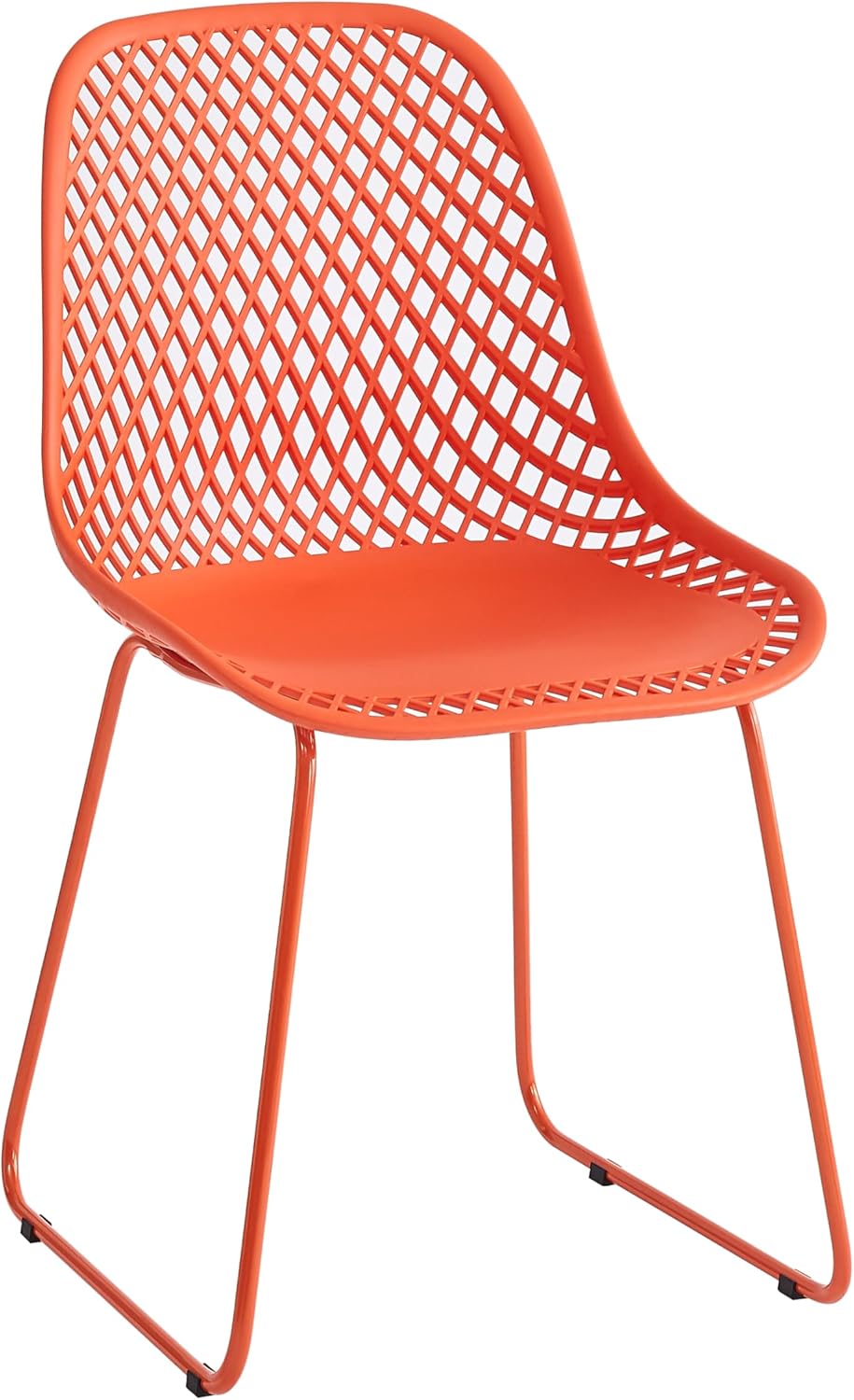 Modern Dining Chairs Set of 4, Stable Plastic Kitchen Chairs with Metal Sled Base for Dining Room (Blood Orange)
