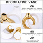 White Gold Ceramic Decorative Vase Home Decor, White and Gold Vase Set of 2, Pampas Grass Decorative Vase, Coffee Table Vase, Entryway Table Decor (White Gold)