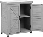 Potting Bench with Storage Cabinet and Metal Table Top for Outdoor Patio, Garden Furniture Wood Workstation (Grey, 31x17x36‘’)