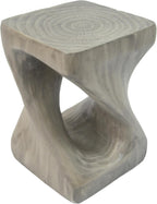 Merax Twist Shape MGO Accent Side Table, Unique Modern End Table with Wide Pedestal & Tabletop, Small Drink Tables for Living Room, Bedroom Night Stand Bedside Table, No Assembly Required, Grey