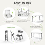 4FT Folding Table Set with 4 Folding Chairs, Heavy Duty 400 lbs Table & 330 lbs Chairs, Portable Folding Furniture Bundle for Camping, Party, Indoor & Outdoor Use