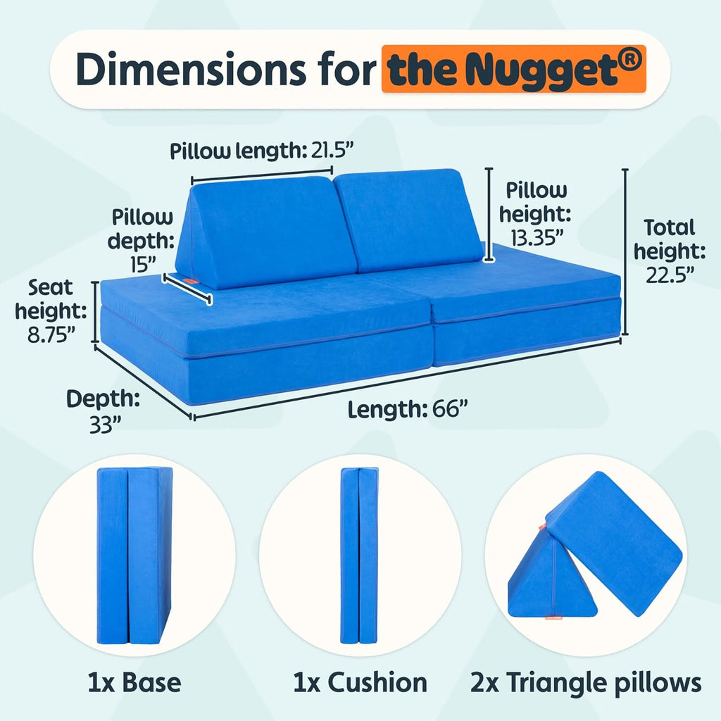 Nugget - The Original Play Couch for Kids - Modular Foam Children's Sofa for Playroom, Imagination, & Creative Open Ended Play - Washable & Convertible Playroom Furniture, Neptune