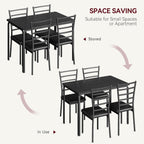 GarveeHome 5-Piece Kitchen Dining Room Table Chair Set for Small Space, Indoor Modern Dinette Set for 4, Square Dinner Table Set for Dinette (Black, Dining Table with 4 Chairs)