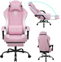 Gaming Chair, Video Gaming Chairs for Adults, Fabric Comfortable Computer Chair with Footrest, Pocket Spring Cushion, High Back Ergonomic Gamer Chair with 360° Swivel Seat for Office (Pink)