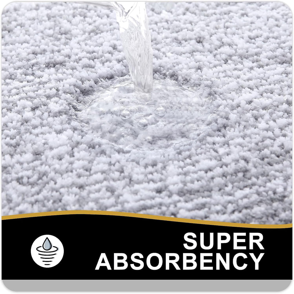 OLANLY Small Bathroom Rugs 24x16, Extra Soft and Absorbent Microfiber Bath Rugs, Non-Slip, Machine Washable, Quick Dry Shaggy Bath Carpet, Bath Mats for Bathroom Floor, Tub, Shower, Grey
