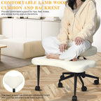 Cross Legged Office Chair with Wheels,Ergonomic Yoga Chairs Meditation Chair with Back Support Wide Criss Cross Design Lumbar Support, Kneeling Chairs Adjustable Height Flexible Design (Beige)