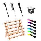 Laflare Braiding Rack for Hair with Comb set & Braid Gel Wristband & Hair clip, Hair Rack (Hair Extension Holder with 60 Pegs,) with Hair Braiding Accessories (PPCOM4)