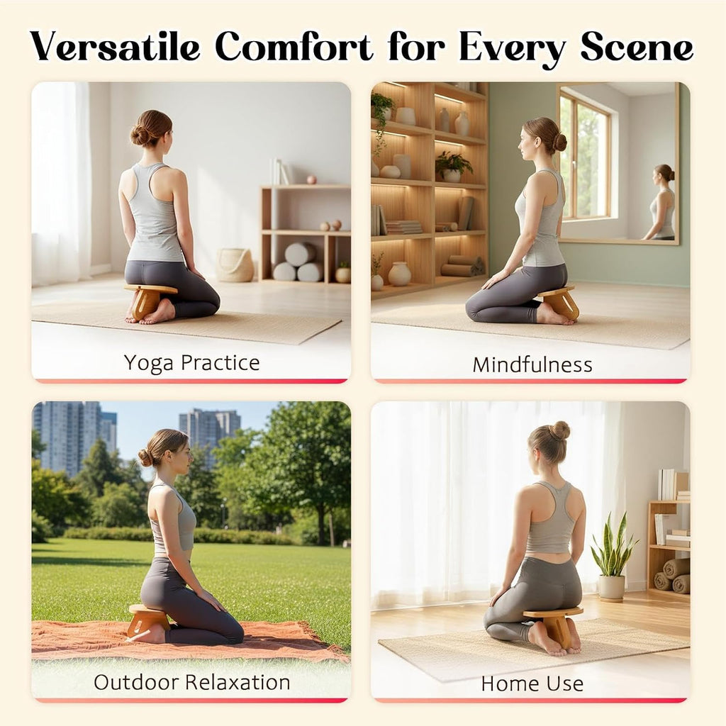 Wooden Prayer Kneeling Bench | Portable Yoga & Meditation Stool, for Dormitory Home Office Living Room Yoga Bedroom Apartment