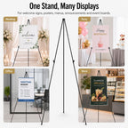 RRFTOK Easel Stand for Sign,63'' Instant Lightweight Portable Ground Easel for Wedding Sign and Poster Display Stand, Metal Tripod with Portable Bag,1-Pack.