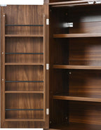 Merax 72" Tall Arched Kitchen Pantry Cabinet with 2 Drawers, Mid Century Modern Fluted Storage Cabinet with 3 Adjustable Shelves & 8 Door Shelves, Wooden Cupboard Organizer for Kitchens (Walnut)