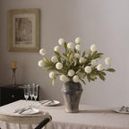 Juxdp 6 PCS Artificial Pompon Mum Branches for Vase - 27" Fake Silk Chrysanth Stems Look Real Faux Flowers for DIY Bouquet, Table Centerpieces, Farmhouse, Home Decor (Cream)