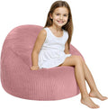 COMAX Bean Bag Chairs for Kids, Toddler BeanBag Sofa with Filler Bean Couch Stuffed for Boys and Girls, Lazy Floor Chair for Playroom, Nursery Room, Pink