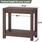 Besiost Farmhouse End Table, Narrow Side Table, Slim End Table with Storage Shelf, Small Console Table for Small Spaces, Rustic Nightstand Sofa Table for Living Room, Bedroom, 24" Black Walnut