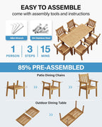 YEFU Outdoor Patio Chairs Set of 2: All Weather Outdoor Dining Chairs with Wide Curved Seat and Backrest - Plastic Patio Chairs for Outside Backyard/Garden/Pool/Porch/Deck 350lbs Capacity Teak
