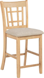 Coaster Home Furnishings - LAVON - 5-Piece Counter Height Dining Set - Oval Extendable Table with Storage & 4 Upholstered Chairs - Dining Room & Kitchen - Light Oak - 106628-S5