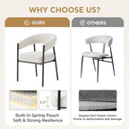 yeag Modern Dining Chairs Set of 2, Upholstered Barrel Dining Room Chairs with Curved Back, Farmhouse Accent Arm Kitchen Side Chairs with Metal Legs for Kitchen, Home, Apartment (Off White)