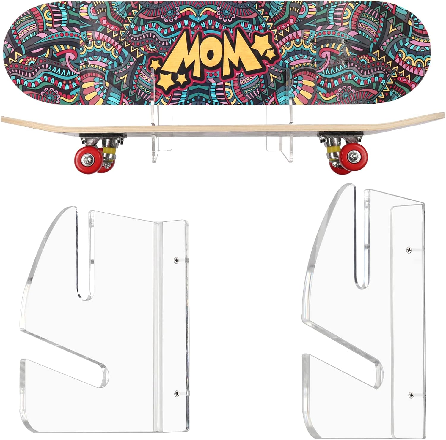 Wall-Mounted Skateboard Mount - Space-Saving Horizontal Display Rack for Secure Skateboard Storage & Decoration
