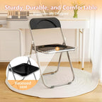JPBSTO 2 Pack Black Plastic Folding Chairs - Executive Pair Stackable for Office Lounge, Conference, VIP Area (300lb Capacity)