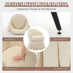 GarveeHome Vanity Stool, Upholstered Tall Back Arm Chair w/Side Pockets, Wood Legs Comfortable Dressing Piano Bench Chair for Vanity for Makeup Room, Bathroom