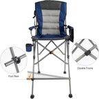 REDCAMP Oversized Tall Camping Chair for Adults, 330lbs Portable High Folding Directors Chair, Foldable Bar Height Stool with Side Pocket for Lawn Sport, Blue