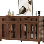 Vabches Modern Sideboard Cabinet with 4 Doors & 2 Drawers, Wood Buffet Cabinet with Storage for Dining & Living Room, Brown