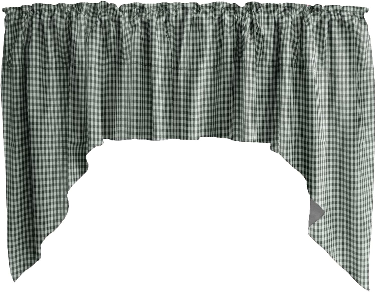 Zen Creative Designs Cotton 1/8inch Gingham Checkered Print Swag Cotton Window Valance Home Décor Bedroom Nursery Kitchen Window (Hunter Green)