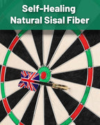 Dart Board Cabinet Set for Adults, 18-inch Dartboard with 6 Steel Tip Darts | Self‑Healing Fibers, Chalkboard Scoring, Rotating Number Ring, Regulation Size for Game Room, Man Cave and Home Bar, Brown