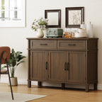 ONBRILL 48 Inch Buffet Cabinet with Storage, Farmhouse Sideboard Buffet w/2 Drawers and 3 Doors, Wood Coffee Bar Cabinet with Adjustable Shelves, Sideboard Storage for Kitchen, Living Room, Brown
