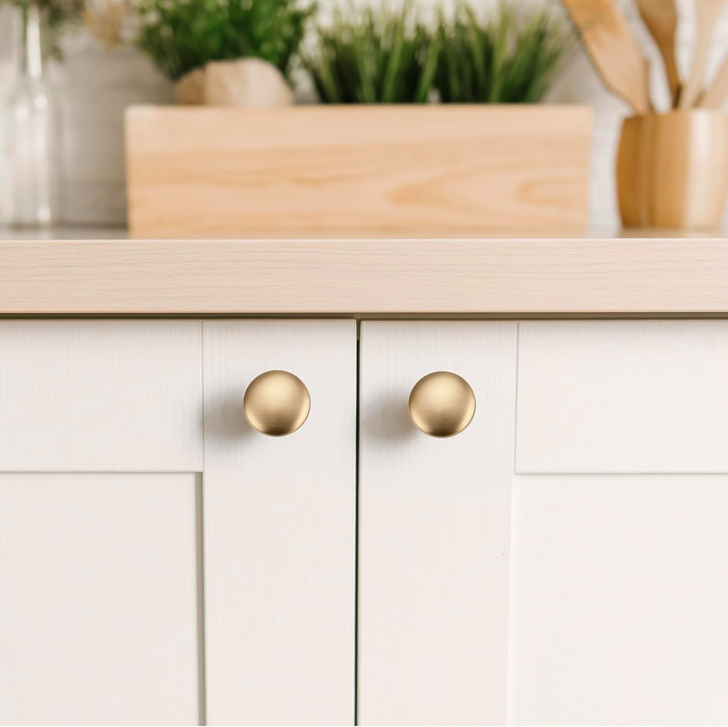 JOY DECOR 25 Pack Champagne Bronze Cabinet Knobs 1-1/6 Inch Zinc Solid Kitchen Cabinet Pulls Drawer Knobs